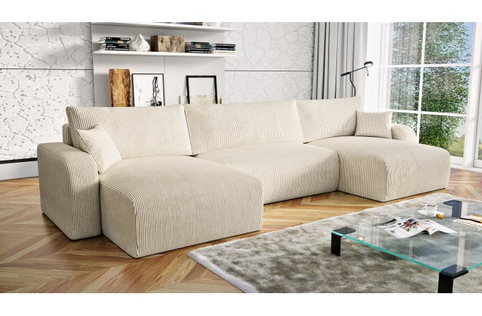 Narożnik z funkcją spania HAVA U XL pojemnik na pościel