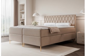 Łóżko kontynentalne CARO II szary pojemniki na pościel