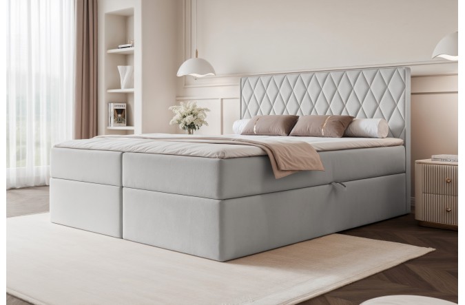 Łóżko kontynentalne CARO szary pojemniki na pościel