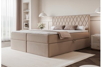 Łóżko kontynentalne CARO beżowe pojemniki na pościel