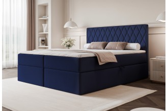 Łóżko kontynentalne CARO granatowe pojemniki na pościel