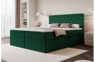 Łóżko kontynentalne CARO butelkowa zieleń pojemniki na pościel