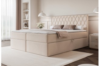 Łóżko kontynentalne CARO ecru pojemniki na pościel