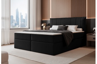 Łóżko kontynentalne MOLY czarne pojemniki na pościel