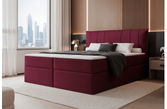 Łóżko kontynentalne MOLY bordowe pojemniki na pościel