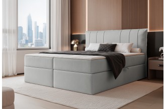 Łóżko kontynentalne MOLY szare pojemniki na pościel