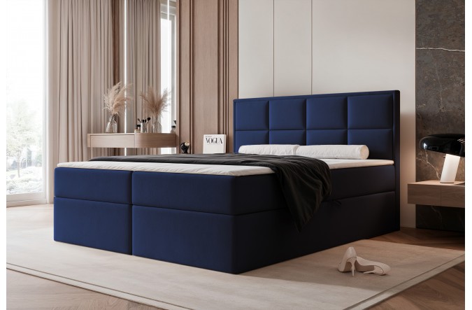 Łóżko kontynentalne SILENSIO granatowe pojemniki na pościel