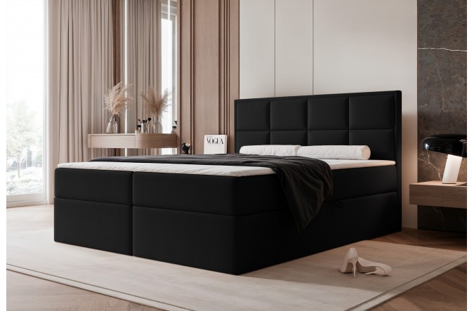 Łóżko kontynentalne SILENSIO czarne pojemniki na pościel