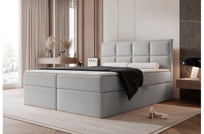 Łóżko kontynentalne SILENSIO szary pojemniki na pościel