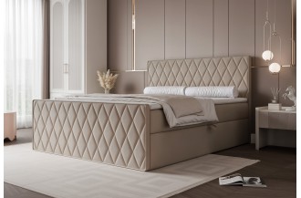 Łóżko kontynentalne CARO III beżowe pojemniki na pościel