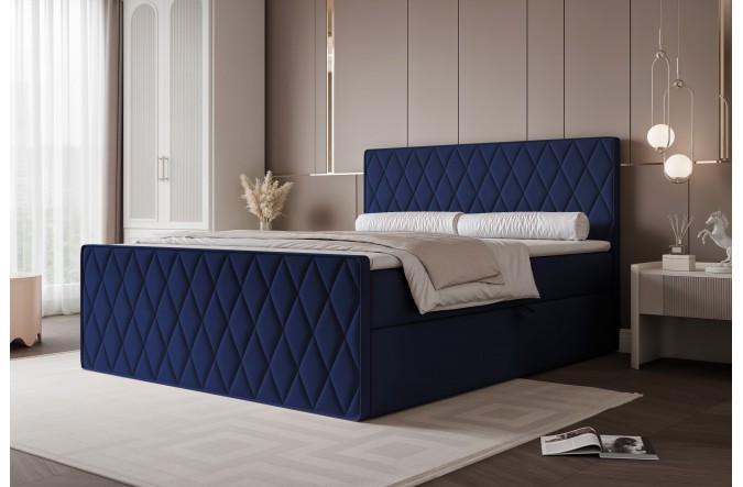 Łóżko kontynentalne CARO III granatowe pojemniki na pościel