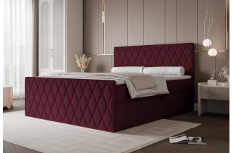 Łóżko kontynentalne CARO III bordowe pojemniki na pościel