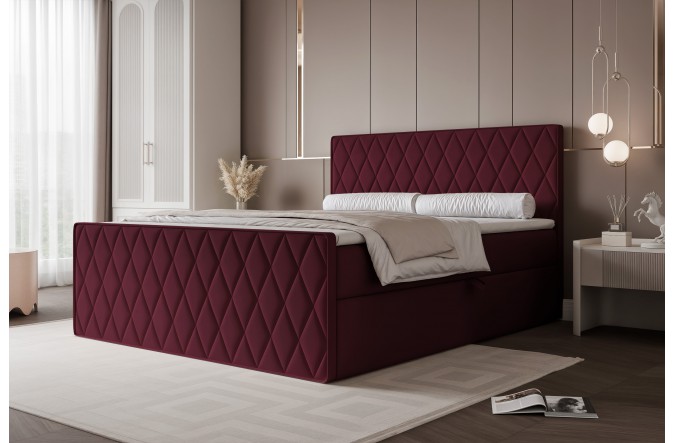 Łóżko kontynentalne CARO III bordowe pojemniki na pościel