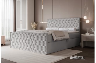 Łóżko kontynentalne CARO III szare pojemniki na pościel