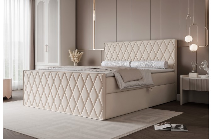 Łóżko kontynentalne CARO III ecru pojemniki na pościel