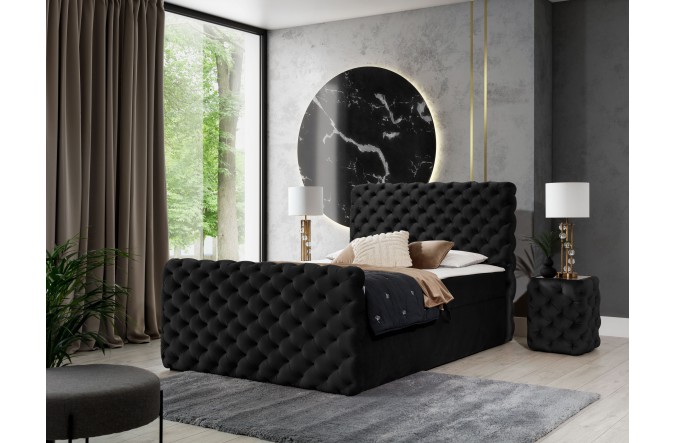Łóżko kontynentalne CHESTERFIELD LUX z pojemnikami na pościel