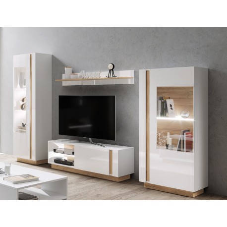 Meblościanka ARCO 1 biały połysk - Oświetlenie : Bez oświetlenia