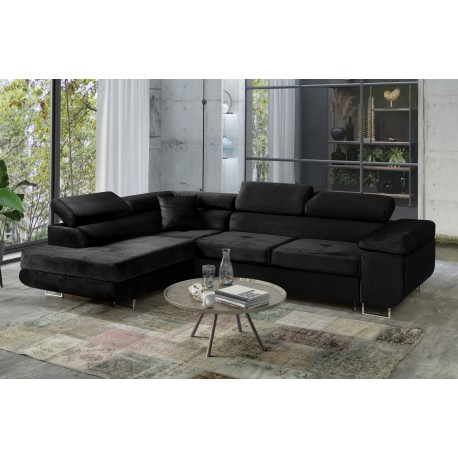 Narożnik rozkładany TOMMY granat czarny - Strona narożnika : Prawa, Kolekcja MONOLITH : Monolith 02