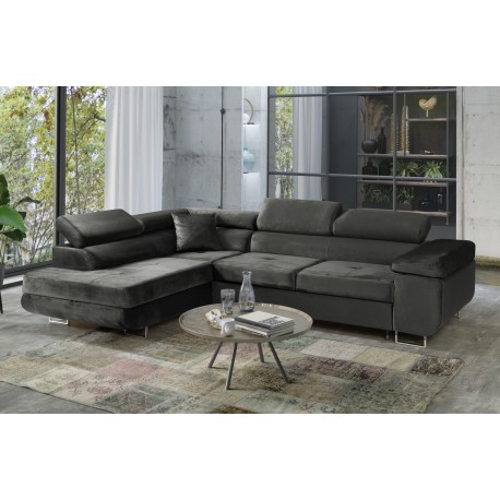 Narożnik rozkładany TOMMY ciemny szary - Strona narożnika : Lewa, Kolekcja MONOLITH : Monolith 92, Kolor nóg : Czarne